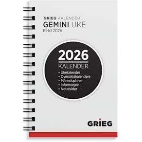 Lommekal GRIEG Gemini 2026 refill