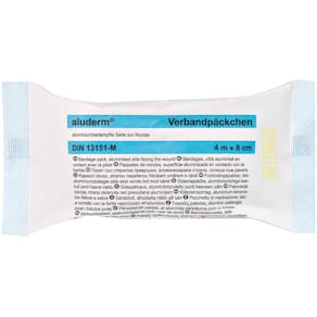 Verbandpäckchen aluderm+silber, steril, DIN 13151, mittel