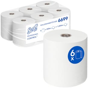 Rollenhandtuch Scott Control, 2-lagig, 6 Rollen, weiß