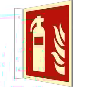 Fahnenschild MOEDEL Feuerlöscher ISO 7010, langnachleuchtend, 14,