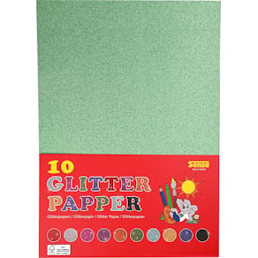 Glitterpapper, 180 g, 10 ark, 10 färger