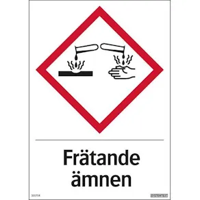 Skylt Frätande ämnen 210x297mm