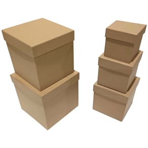 Geschenkkarton Packpapier, natur, quadratisch, 6 Größen