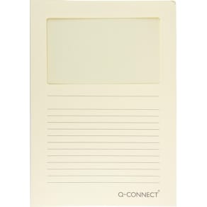 L-map Q-CONNECT met venster, 120 g/m², A4, lichtgeel, pak van 100