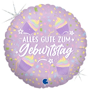 Folienballon GRABO Geburtstag Pastell, Cupcake-Motiv, 46 cm, bunt