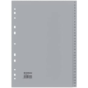Ordnerregister DONAU PP 1-31, grau, 11-fach gelocht