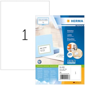 Universaletiketten HERMA, 297 x 210 mm, weiß
