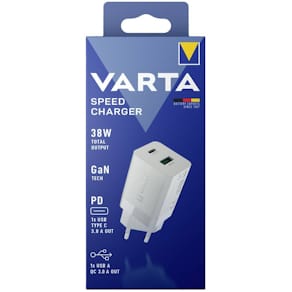 Ladegerät VARTA Speed Charger, USB-A/USB-C, 38 W, weiß