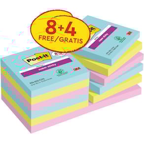 Memoblok Post-it Super Sticky Cosmic, 90 vel, ft 76 x 76 mm, 8 + 