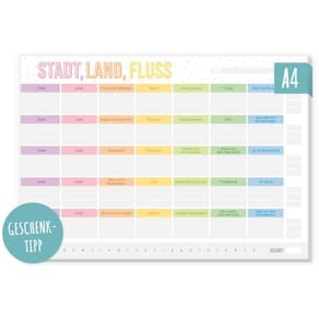 Spielblock TRENDSTUFF Stadt-Land-What?, A4, 50 Blatt, bunt