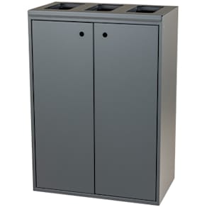 Affaldssorteringsvogn Tina Trolley 3x60 L, åben top, metal, sort