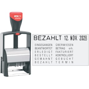 Zweckstempel COLOP 2000WD, 12 Texte, mit Datum, schwarz
