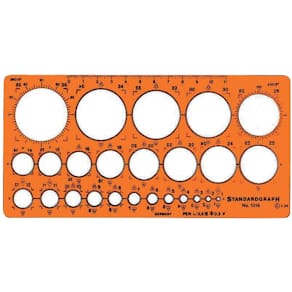 Kreisschablone STANDARDGRAPH, orangetransparent, 25 Kreise (1–36 