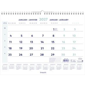 Maandkalender Brepols, 2026, spiraalbinding, 12 bladen, FSC Mix