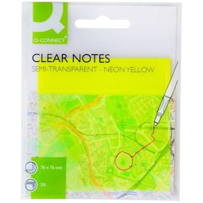 Haftnotizblock Q-CONNECT, 50 Blatt, PP, transparent-gelb