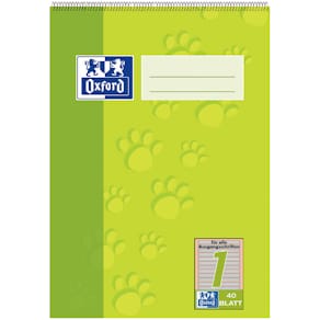 Spiralblock Oxford, A5, 40 Blatt, Lineatur 1, sortierter Einband