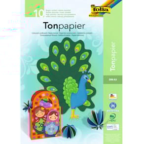Tonpapierblock Folia 603, A3, 10 Farben sortiert, 130g, 10 Blatt