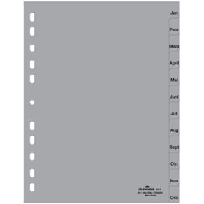 Register Durable Kunststoff, Jan-Dez, A4, 12-tlg., grau