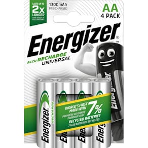 Akku AA Energizer Accu Recharge Universal, 4 Stück, weiß/grün