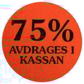 Etikett 75% avdrages i kassan 2000/RL