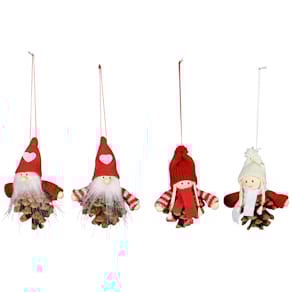 Weihnachtsbehang Zapfenpuppe, rot-weiß sortiert, 8 x 5 x 9 cm