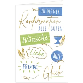 Konfirmationskarte, bunt, mit Folienprägung, 11,5 x 17 cm, inkl. 
