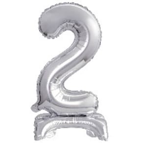 Folienballon Mini, Zahl 2, silber