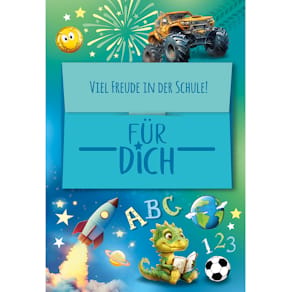 Schulanfangskarte, Geld-/Gutschein, blau