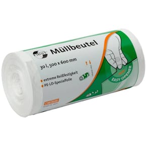 Müllbeutel Deiss First Plus LDPE, 30L, weiß, 50 Stück