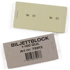 Biljettblock 1-100 gul