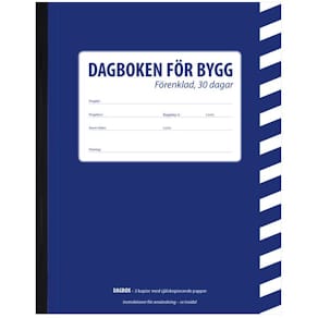 Byggdagbok - förenklad, 30 dagar