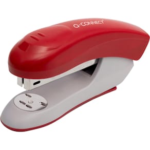 Nietmachine Q-CONNECT, kunststof, half strip, 20 blad, rood