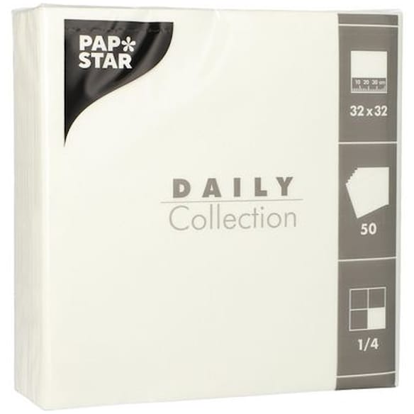 Serviett DAILY 2L 32x32cm hvit (50)