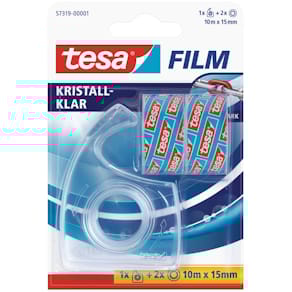 Handabroller tesa mit 2 Rollen tesafilm® kristall-klar, 15 mm x 2