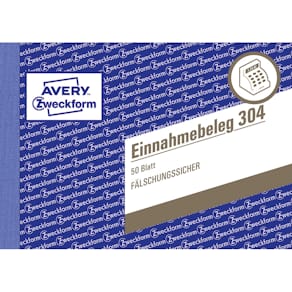 Einnahmebeleg Avery Zweckform 304, A6 quer, 50 Blatt, grün