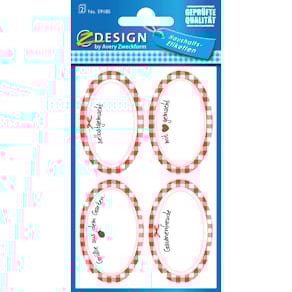 Haushaltsetiketten Avery Zweckform Karo oval, 76x120 mm, rot, 8er