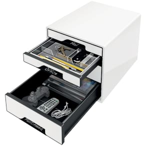 Schubladenbox Leitz WOW CUBE, 4 Laden, weiß/schwarz