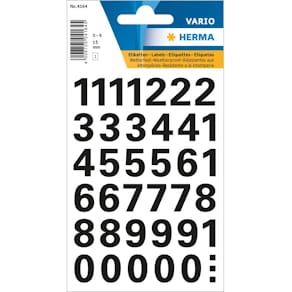 Zahlen-Etiketten HERMA 0-9, Folie, schwarz, 39 Stück