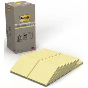 Notes POST-IT 100% recy 76x76 gul 16/fp