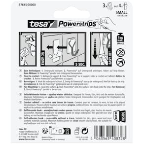 Haken tesa Powerstrips Small, 3 Kunststoffhaken + 1 Metallhaken,