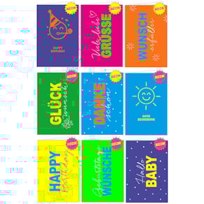 Grußkarten-Set HANRA, verschiedene Anlässe, sortiert