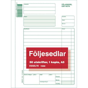 Följesedel A5 med kopia, kr-kolumn, 2x50 blad