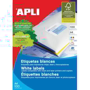 Etiketten Apli, wit, 64 x 33,9 mm, ronde hoeken, 2.400 stuks, 24/