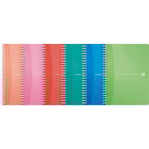 Spiraalschrift A5 180 bladen, 90g Optik-papier, kunststof kaft, assorti kleuren