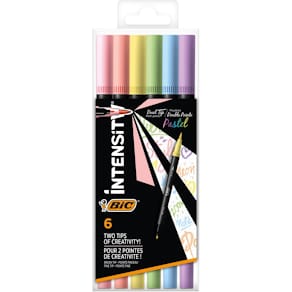 Viltstift Bic Intensity Dual tip, etui van 6 stuks, pastel