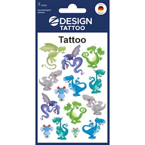 Tattoo Avery Zweckform KIDS Drachen, bunt, 1 Blatt (14 Motive)