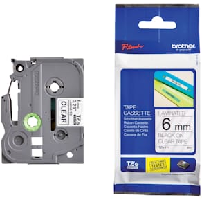 Schriftband Brother TZe, 6 mm x 8 m, farblos/schwarz