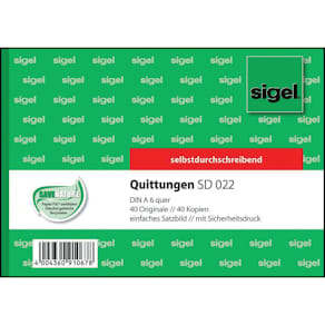 Quittungsblock Sigel, A6, 2x40 Blatt