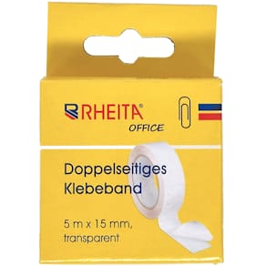 Doppelklebeband RHEITA, transparent, 5 m x 15 mm