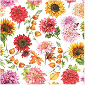 Serviette AMBIENTE Herbstblüte, 33x33 cm, 3-lagig, bunt